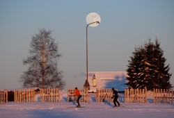 Skieurs de fonds dans le village de la Brévine par -20 degrés...
